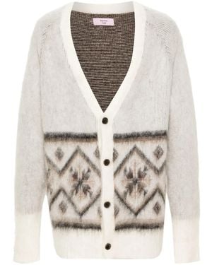 Martine Rose Gebürsteter Cardigan Mit Fair-Isle-Muster - Grau