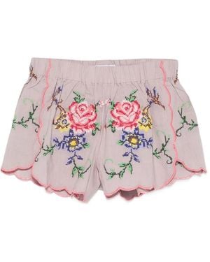 ORSINA Shorts Festoneados Con Estampado Floral - Rosa