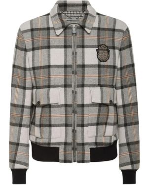 Billionaire Check-Pattern Jacket - Grey