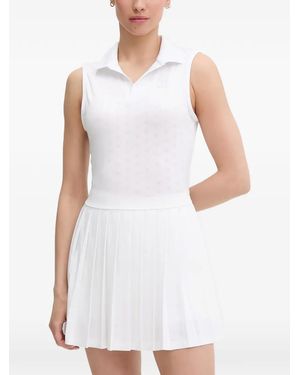 Lacoste Vestido Corto Sin Mangas Con Pliegues - Blanco
