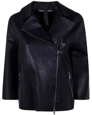 The Jackie Leathers Zip-Up Leather Jacket - Blue