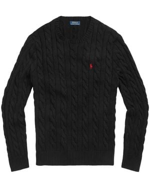 Polo Ralph Lauren Pony-Detail Cable-Knit Jumper - Black