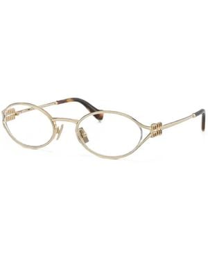 Miu Miu Gafas Con Placa Del Logo - Blanco