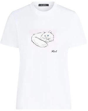KARL LAGERFELD Portrait-Print T-Shirt - White