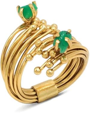 FENOMENA Geo Ring Mit Smaragd - Mettallic