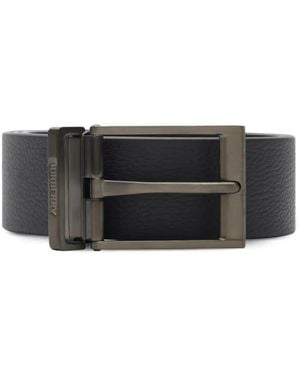 Burberry Reversible Check Belt - Gray
