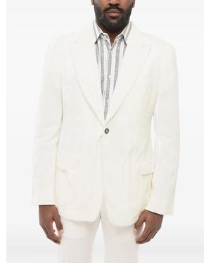 Giorgio Armani Fluwelen Jack Met Enkele Rij Knopen - Wit