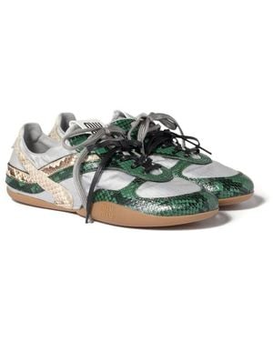 Miu Miu Snakeskin-Leather Sneakers - Green