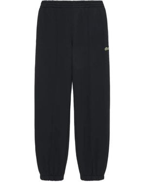 Lacoste Logo-Patch Pintuck Track Pants - Black