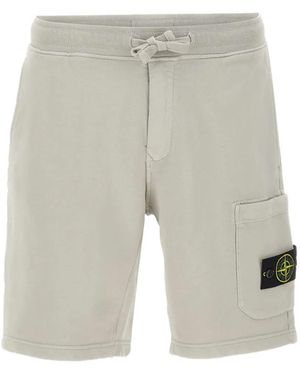 Stone Island Drawstring-Fastening Cotton Shorts - Grey
