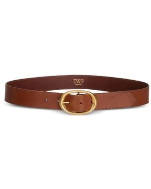 Twp Oval-Buckle Leather Belt - Brown