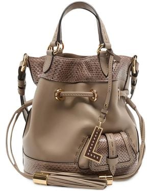 Lancel Sac Seau À Effet Peau De Serpent Et Empiècements - Brown