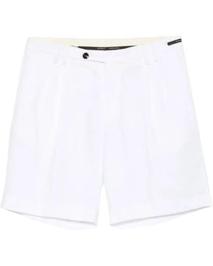 Michael Coal Pleated-Front Button-Fastening Shorts - White