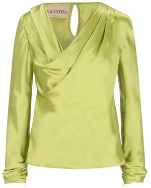 Valentino Garavani Draped Long-Sleeve Top - Green