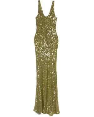 Galvan London Vestido De Fiesta Largo Con Lentejuelas - Verde