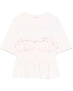 Cecilie Bahnsen Ruffled Shirred T-Shirt - White