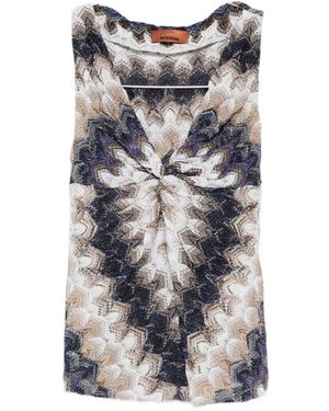 Missoni Chevron-Pattern Twist-Detail Top - White