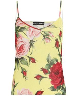 Dolce & Gabbana Oberteil mit Rosen-Print - Gelb