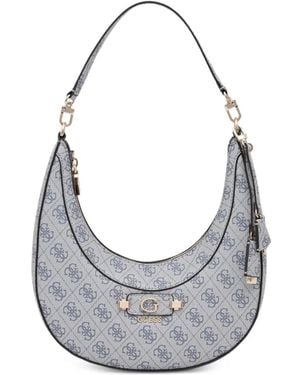 Guess Lindsey Logo-Print Crescent Shoulder Bag - Grey