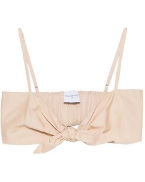 Isabelle Blanche Knot-Detail Spaghetti-Strap Top - Natural
