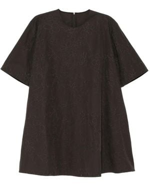 JNBY Floral-Embroidered Round Neck Dress - Black