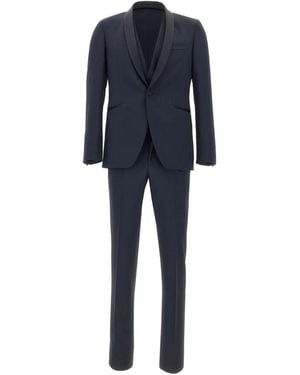 Carlo Pignatelli Three-Piece Shawl-Collar Single-Breasted Suit - Blue