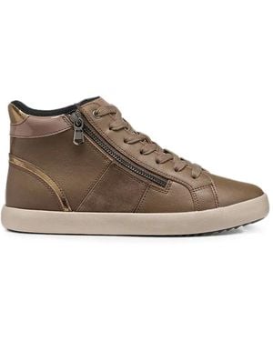 Geox Blomiee Paneled High-Top Sneakers - Brown
