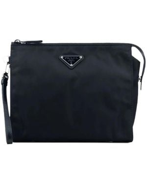 Prada Toilettas Met Logoplakkaat - Blauw