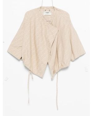 Fendi Ff-Jacquard Drawstring Jacket - Natural