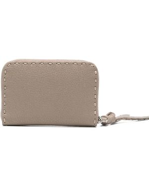 Fendi Logo-lettering Leather Wallet - グレー