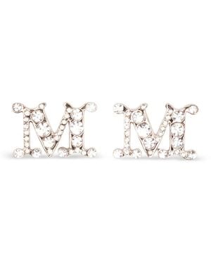 Max Mara Pendientes Con Aplique De Letra M - Blanco