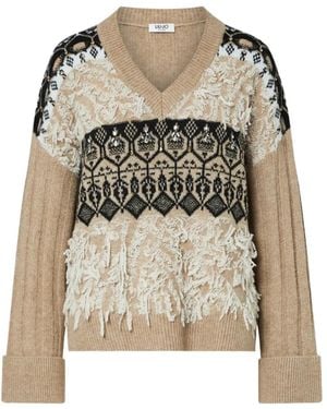 Liu Jo Jacquard En Maille À Broderies Effet Bijou - White