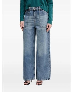 Sisley Patch-Pocket Wide-Leg Jeans - Blue