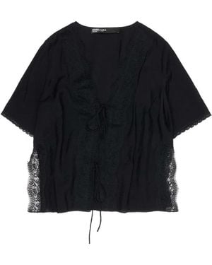 Bimba Y Lola Lace-Trim Tie-Fastening Top - Blue