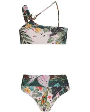 Amir Slama Bikini Con Estampado Tropical - Blanco