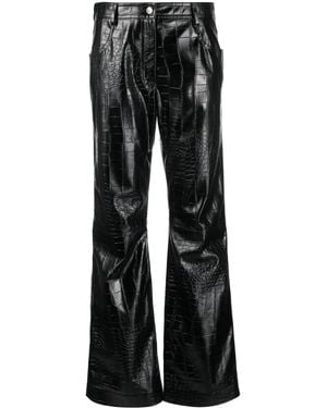 MSGM Embossed-Crocodile Straight-Leg Pants - Black