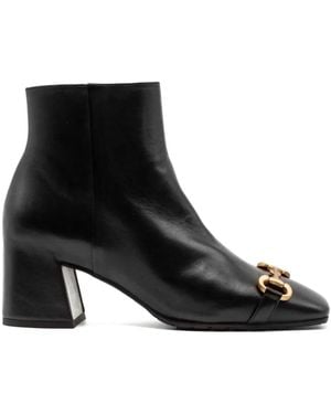 Mara Bini Horsebit-Detail Leather Ankle Boots - Black