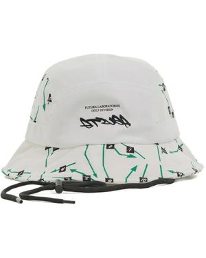 Malbon Golf X Futura Tag Graphic-Print Bucket Hat - White