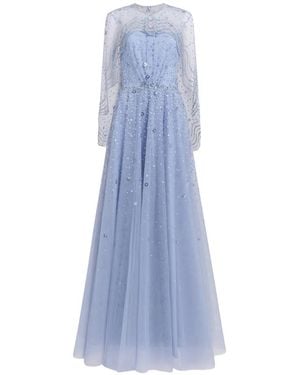 Jenny Packham Oliver Beaded-Appliqué Maxi Dress - Blue