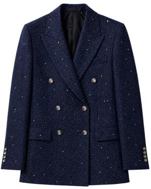 Tagliatore Double-Breasted Glitter-Detail Blazer - Blue