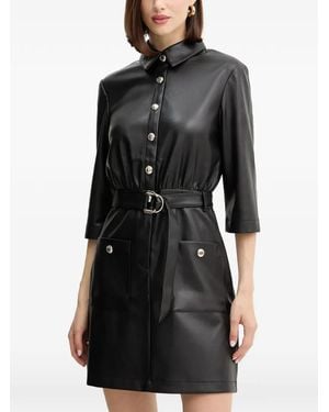 Morgan Belted Button-Up Mini Dress - Black