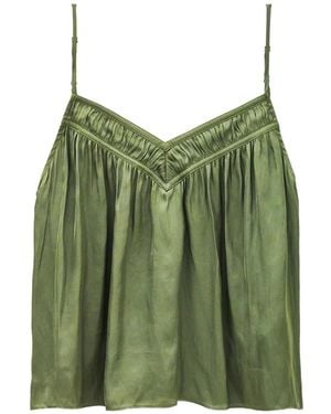 Ba&sh Clovis Ruched V-Neck Sleeveless Blouse - Green