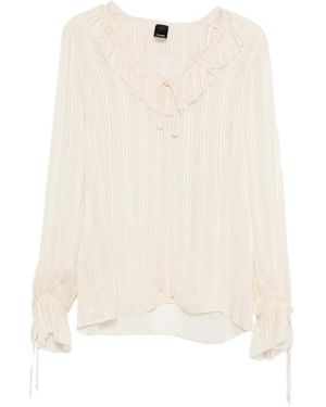 Pinko Swan Ruffle Trim Shirt - Natural