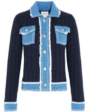 Barrie Ribbed-Knit Frayed-Edge Jacket - Blue