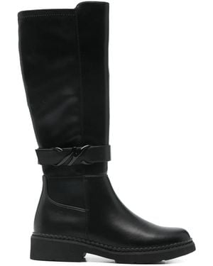 CafeNoir Buckle-Strap Boots - Black
