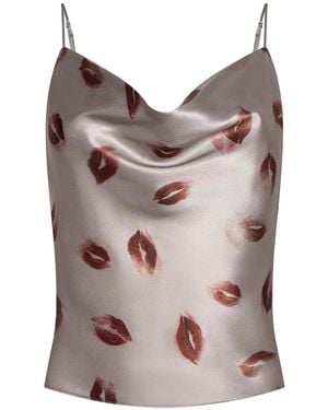 L'Agence Calista Lip-Print Blouse - Natural