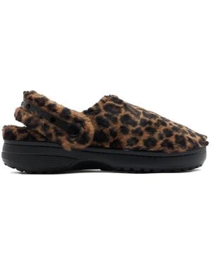 Crocs™ Leopard Furry Slippers - Black