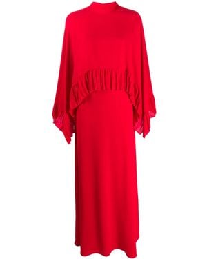 Valentino Garavani Pleated Trim Two-Tier Dress - Red