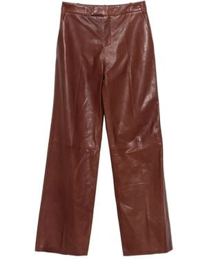 Arma Leather Straight-Leg Pants - Red