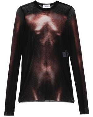 Jean Paul Gaultier Body-print mesh top - Schwarz